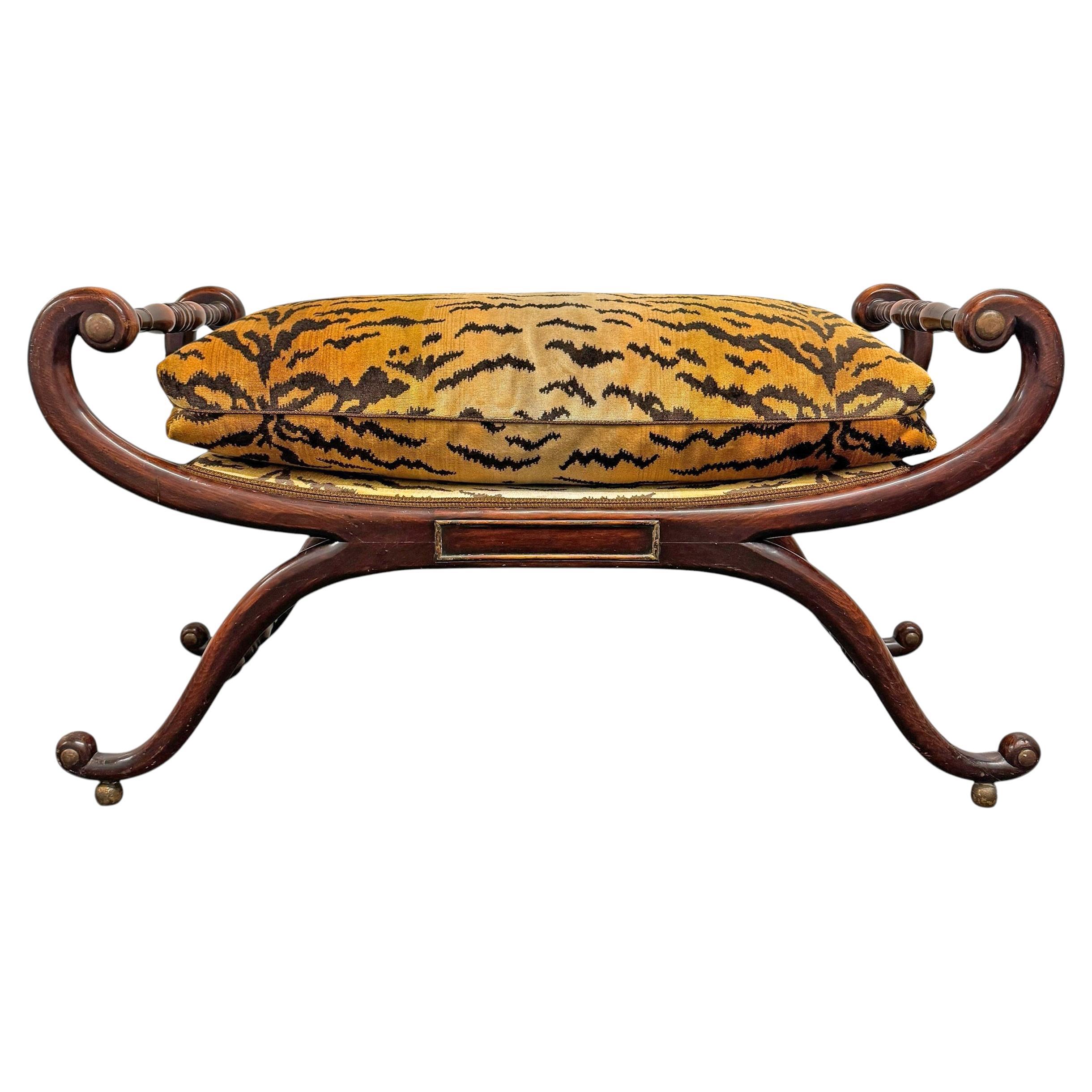 Early 20th Century English Regency-Style Curule Bench