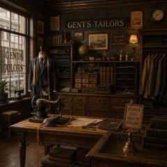 Early 20th century English reverse painted tailor’s sign