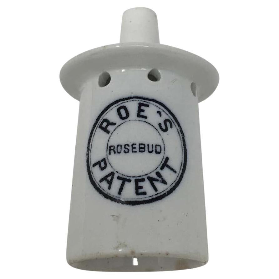 Early 20th Century English Roe's Rosebud Patent Transferware Pie Funnel