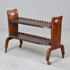 Early 20th Century English Rolling Trolley with Scalloped Gallery
