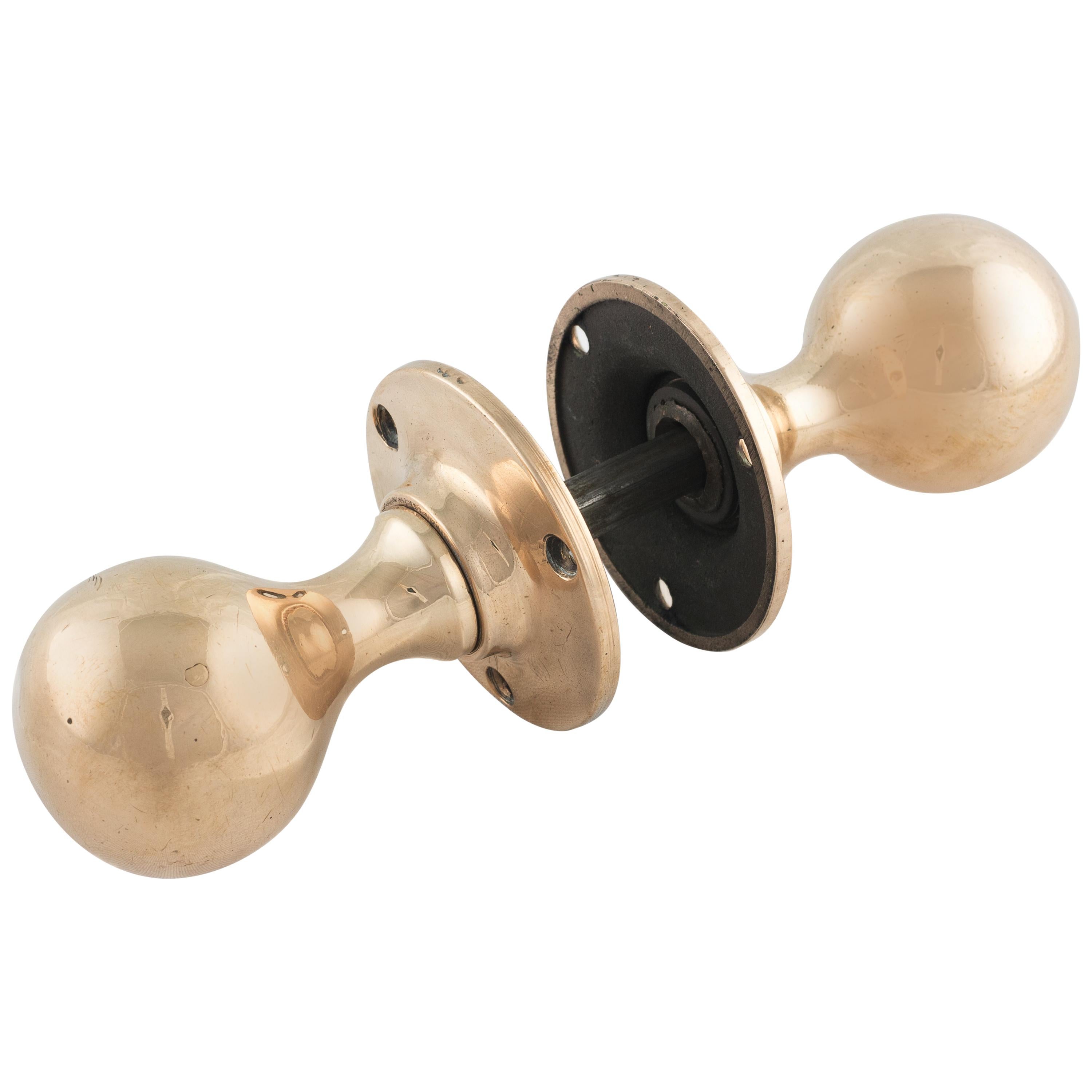 Early 20th Century English Rose Brass Door Knobs