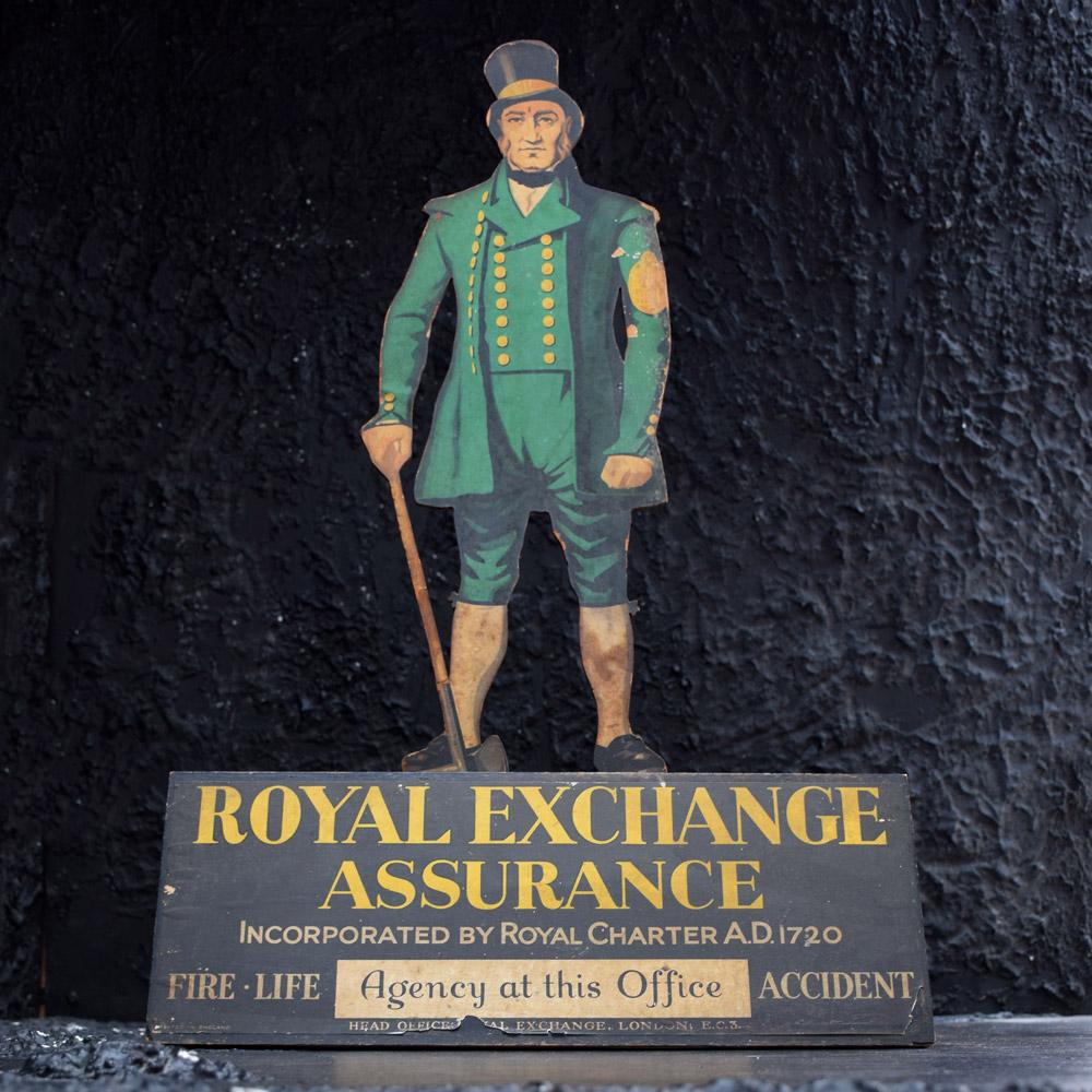 Victorian Early 20th Century English Royal Exchange Assurance Advertising Trade Sign