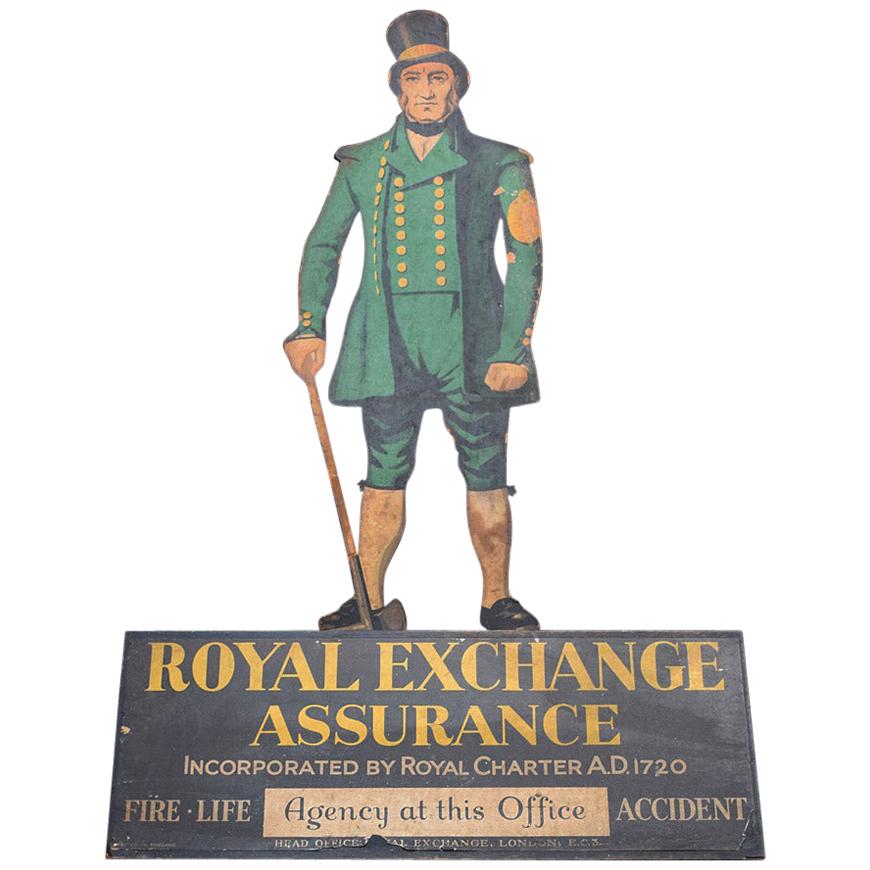 Early 20th Century English Royal Exchange Assurance Advertising Trade Sign