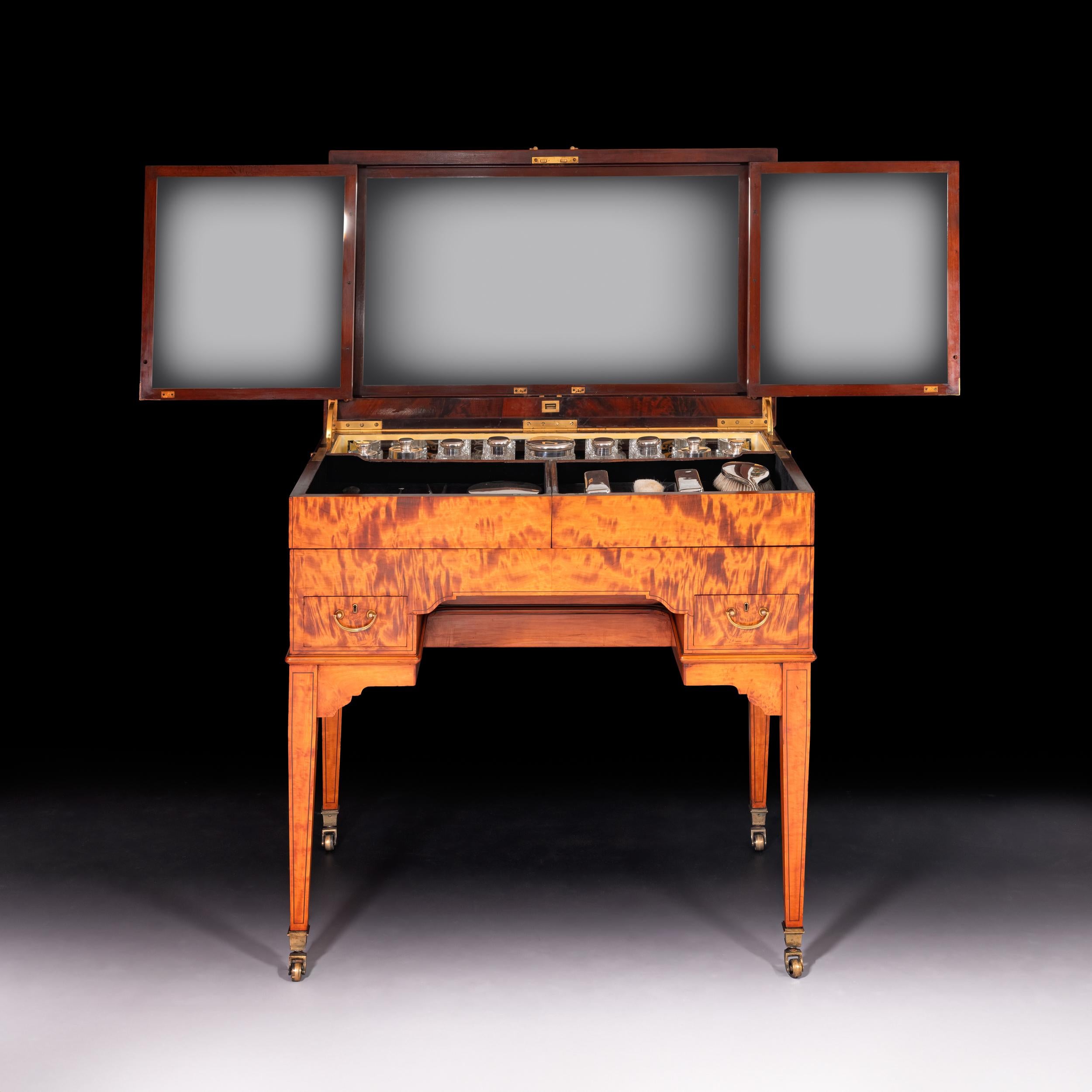 Early 20th Century English Satinwood Vanity Dressing Table Att To Holland & Sons 4