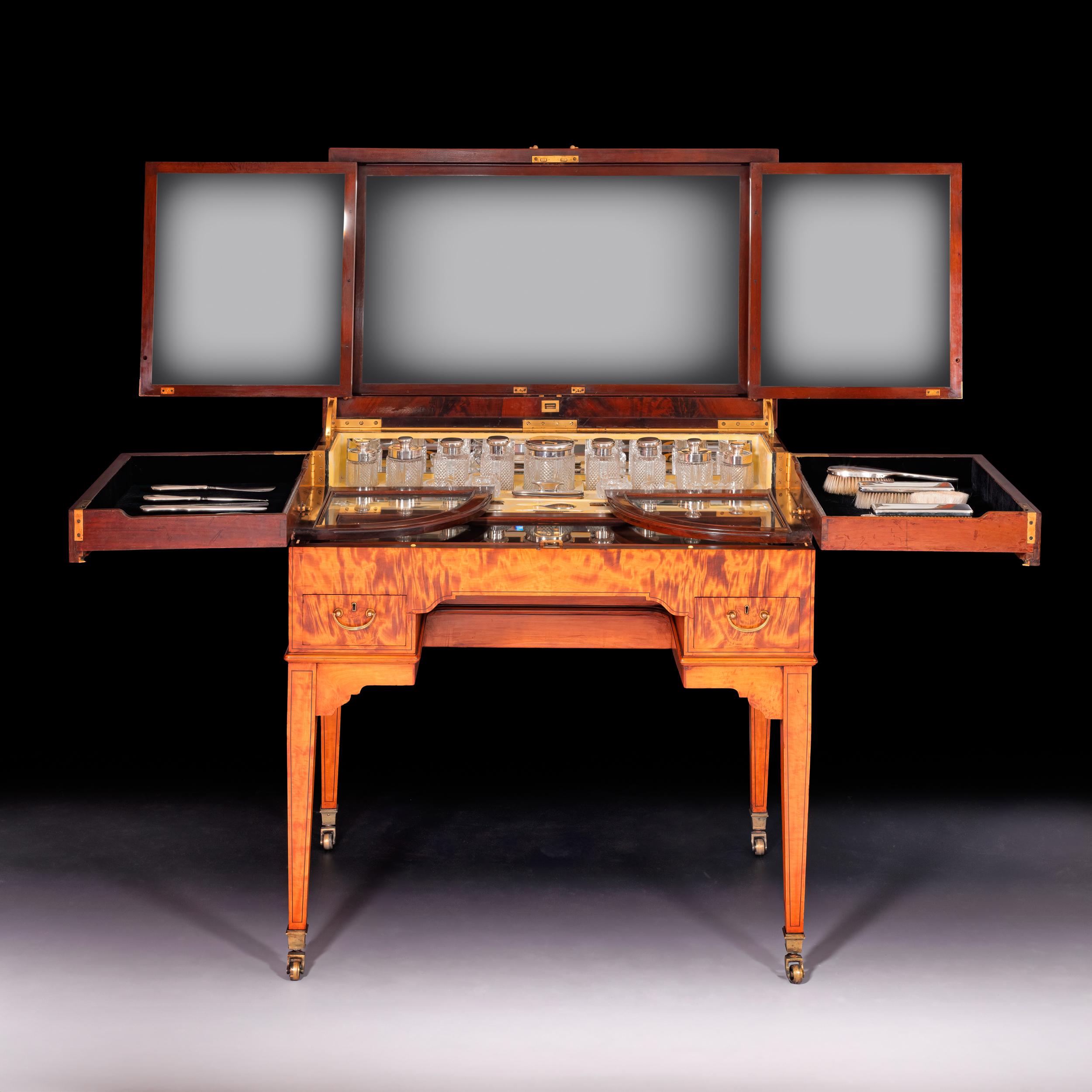 Early 20th Century English Satinwood Vanity Dressing Table Att To Holland & Sons 5