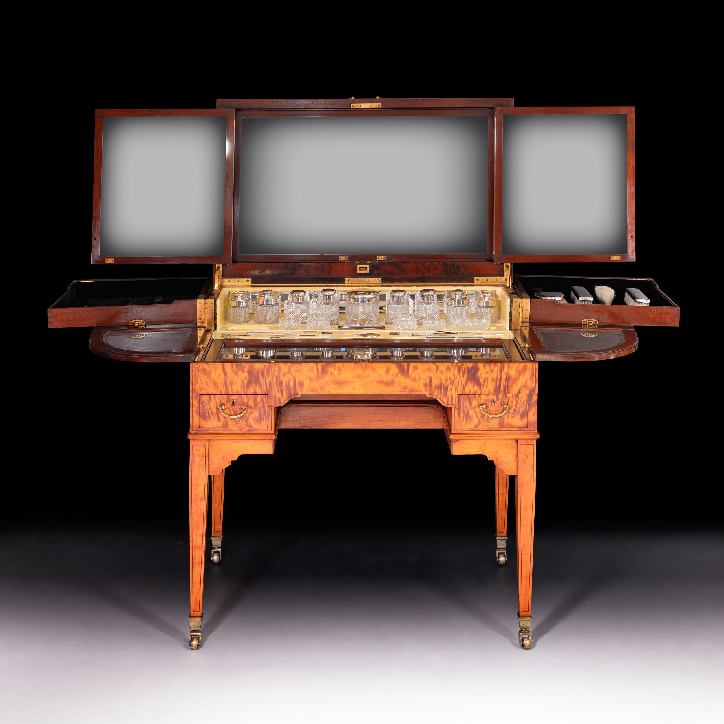 Early 20th Century English Satinwood Vanity Dressing Table Att To Holland & Sons 6