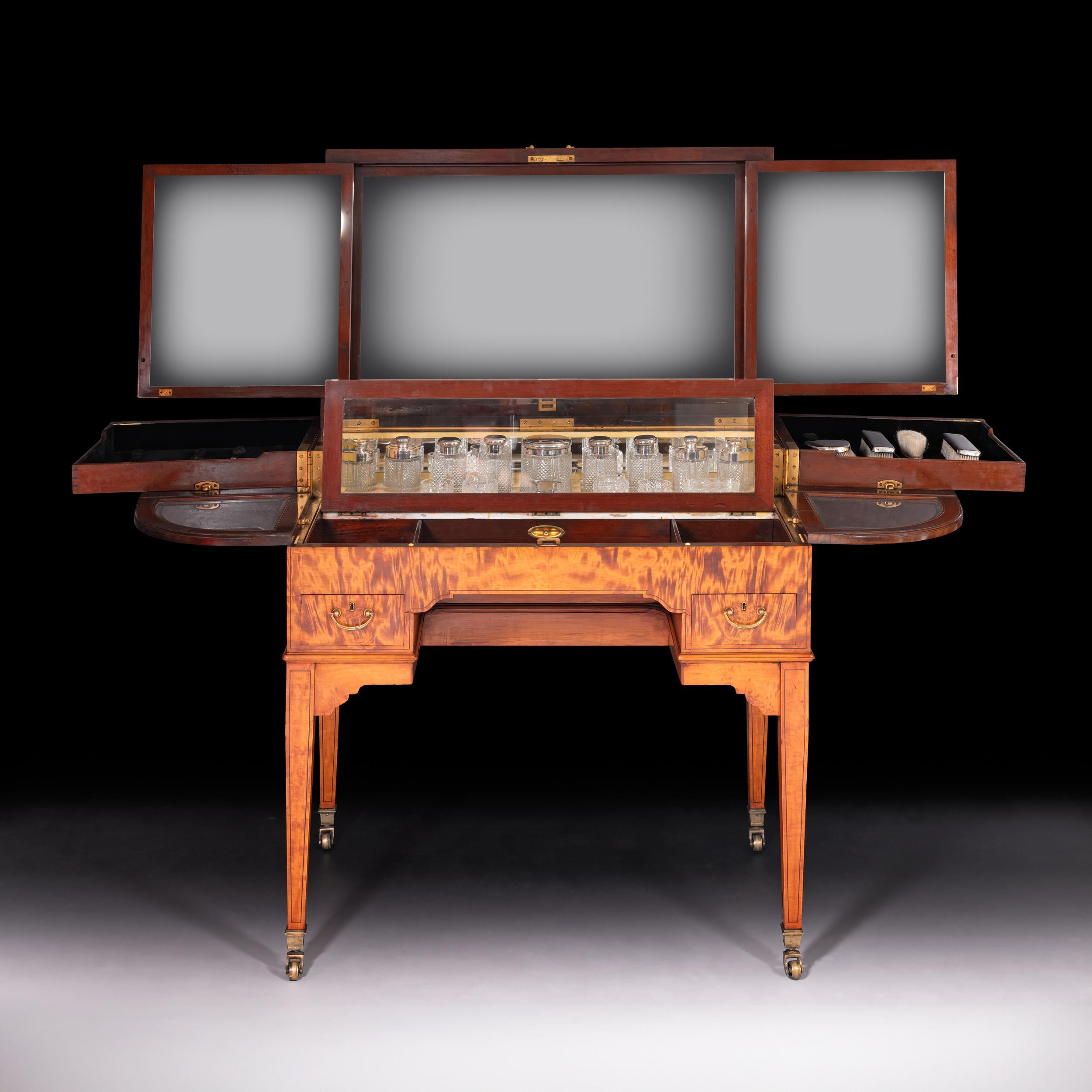 Early 20th Century English Satinwood Vanity Dressing Table Att To Holland & Sons 7