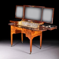 Table de toilette en bois satiné anglais du début du 20e siècle Att to Holland & Sons