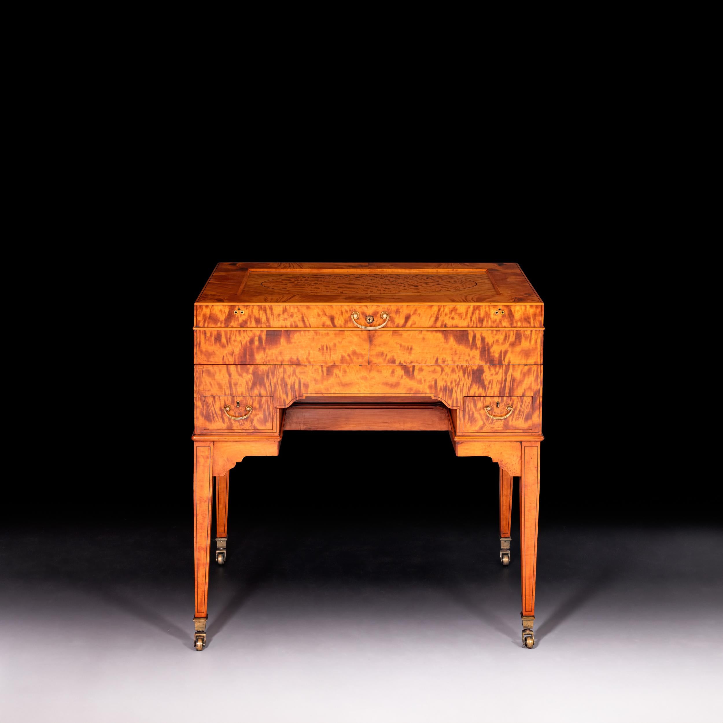 Early 20th Century English Satinwood Vanity Dressing Table Att To Holland & Sons 2