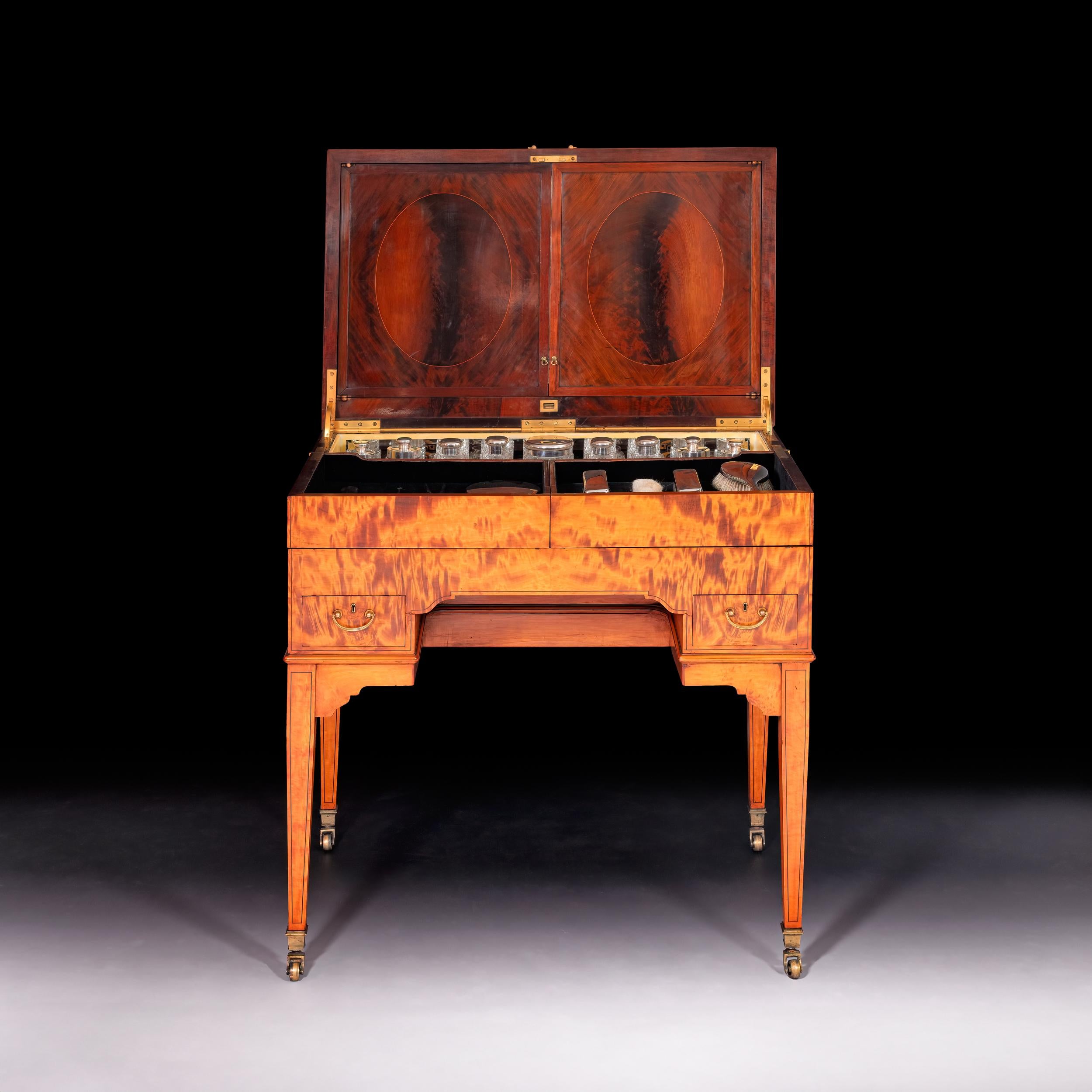 Early 20th Century English Satinwood Vanity Dressing Table Att To Holland & Sons 3