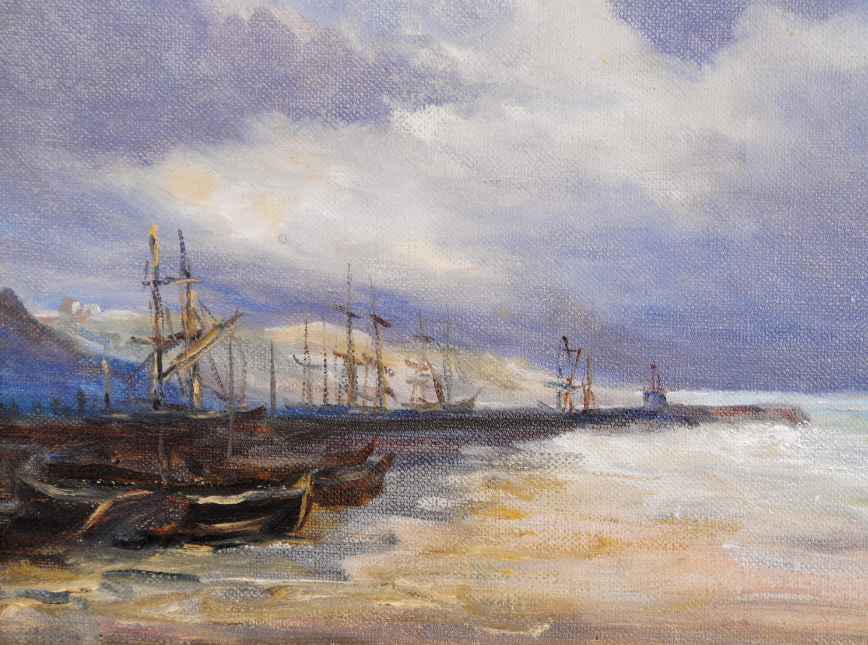 Precioso óleo sobre lienzo inglés de principios del siglo XX que representa un arco iris frente a la costa.

Cuadro marino atmosférico y de excelente calidad que se presenta en un fino marco dorado.

Artista: English School, principios del siglo