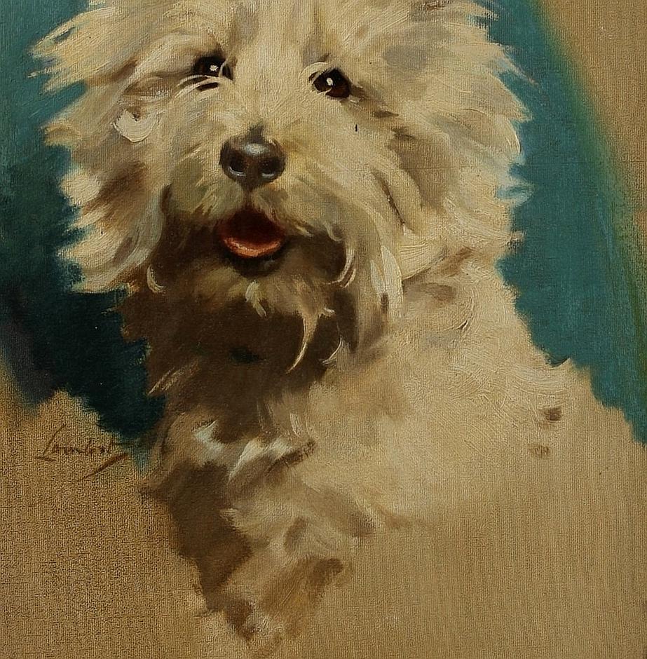 A West Highland Terrier - Early 20th Century Antique British Dog Oil Painting in vendita 1