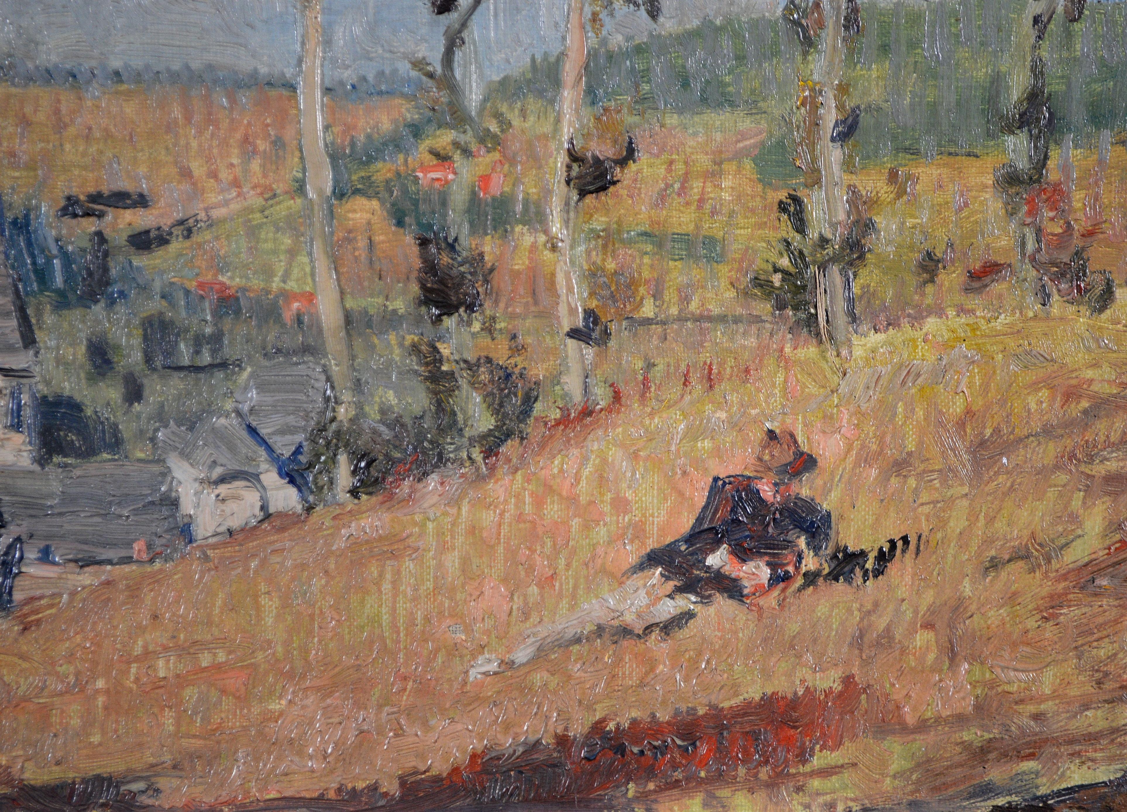 Ein schönes, kleinformatiges englisches impressionistisches Öl auf Leinwand, das eine in einem Feld liegende Figur mit Hut zeigt.

Charmantes und sehr gut gemaltes Pleinairwerk in schönem Originalzustand. Nicht signiert.

Künstler: Englische Schule,