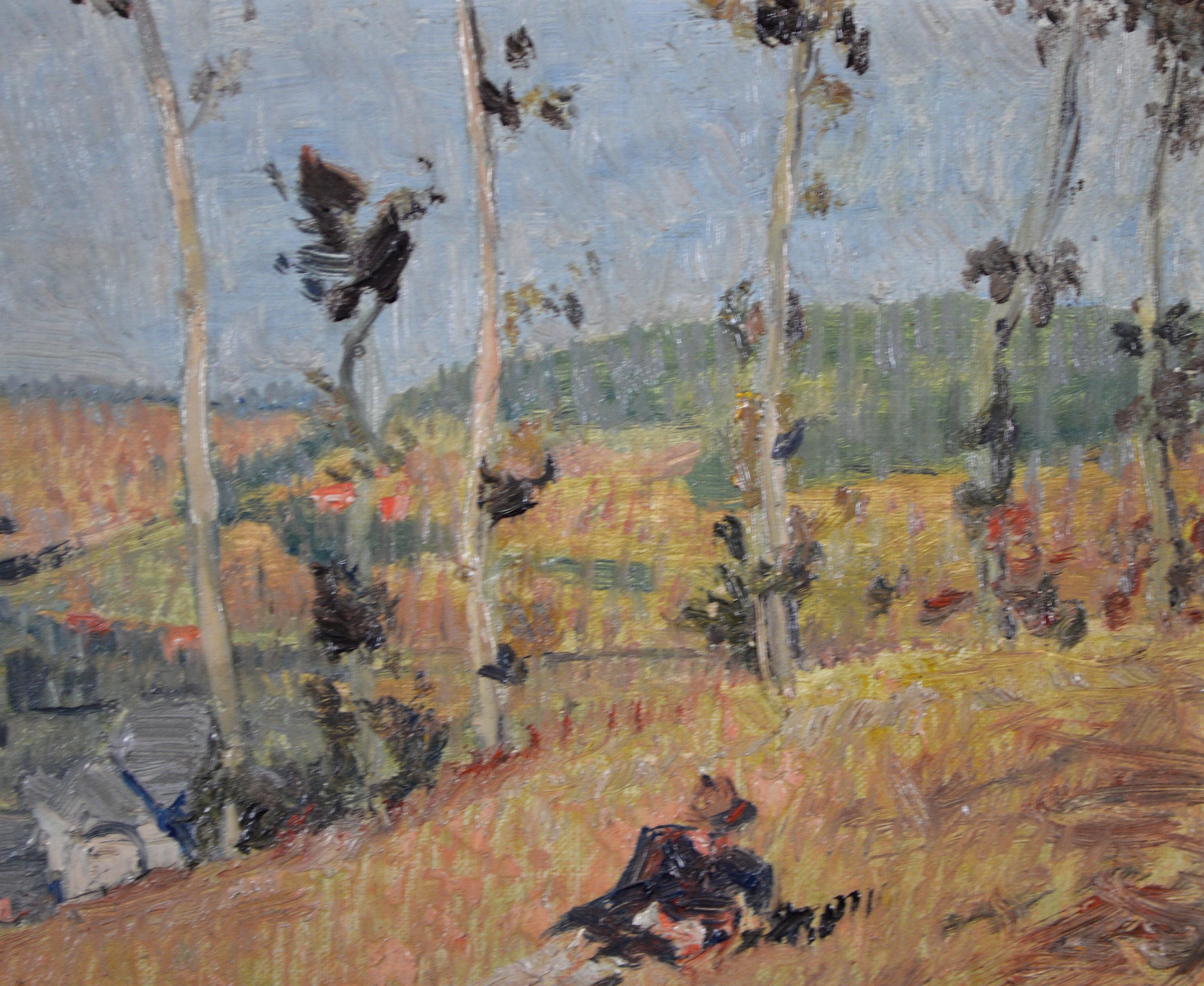 Figur in einem Feld - Antikes English Impressionist Sommerlandschaft Ölgemälde im Angebot 2