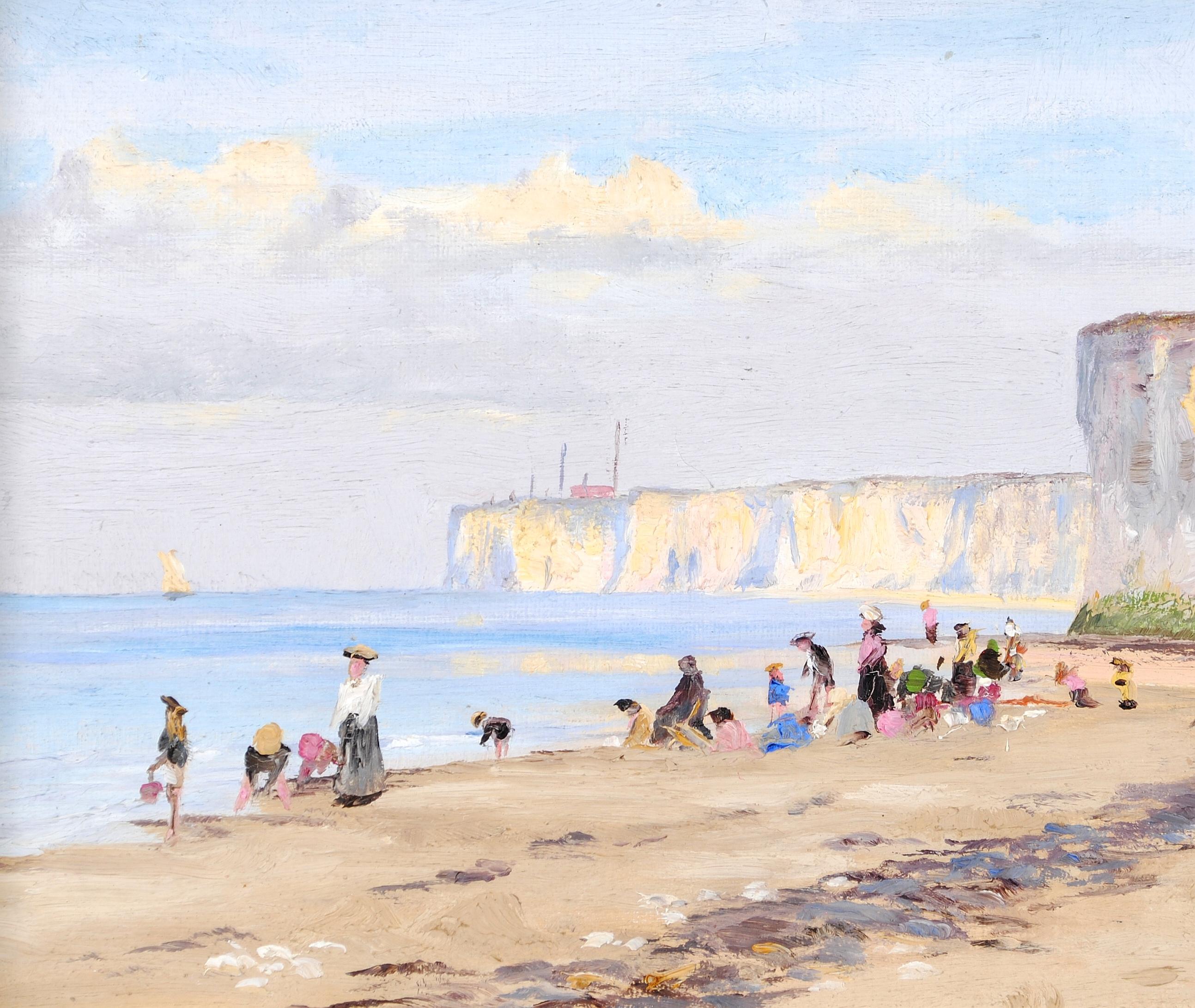 Un bellissimo olio su tela di English Impressionist dell'inizio del XX secolo che raffigura figure eleganti su una spiaggia.

L'opera è molto ben dipinta e suggestiva. Presentato in una cornice dorata spazzata.

Artista: English School, inizio XX