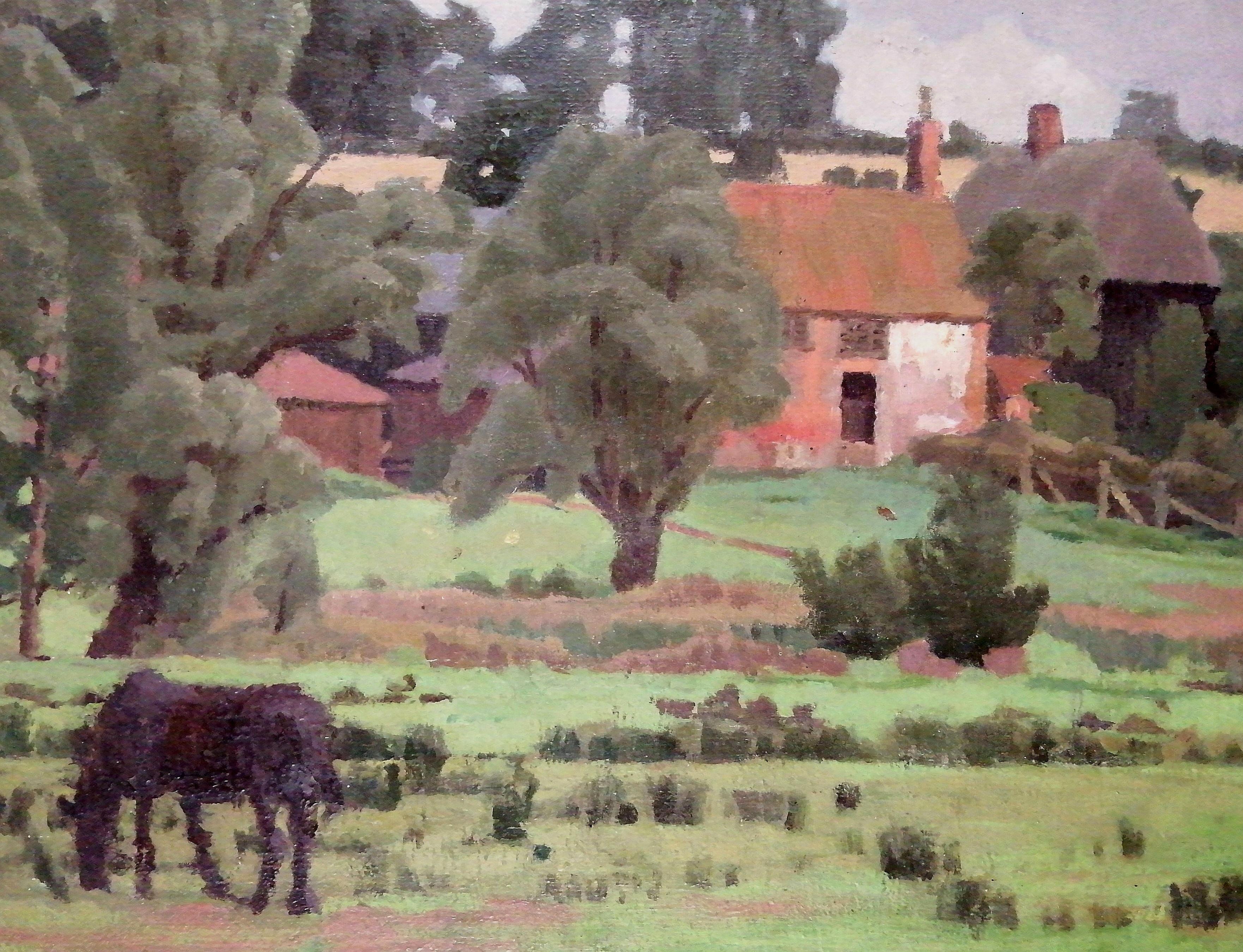 Un bellissimo olio su tavola Modern British degli anni '30 che raffigura un cavallo in un'ampia aia. Un lavoro di qualità eccellente, presentato in una raffinata cornice dorata antica.

Artista: Scuola britannica, inizio XX secolo
Titolo: Cavallo