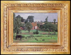 Horse in a Farmyard - Early 20th Century Modern British Landscape Oil Painting