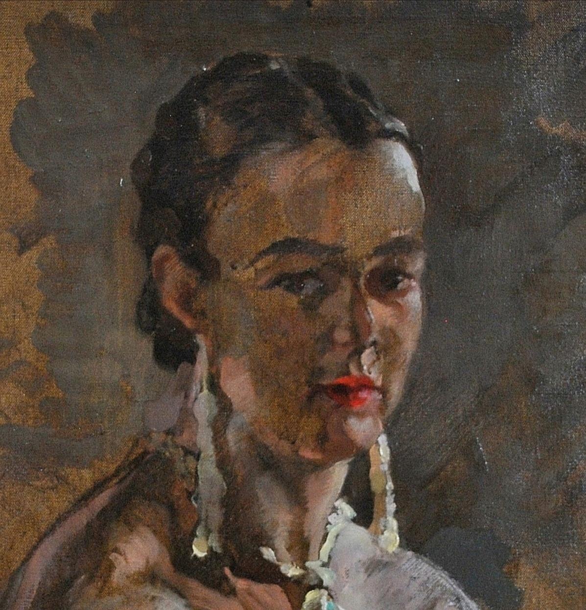 Portrait of a Lady - English Art Deco Impressionist Antique Oil Sketch Painting For Sale 3