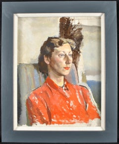 Portrait of a Lady - Modern British Impressionist Oil on Canvas Painting
