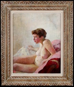 Seated Nude - Early 20th Century English Impressionist Portrait Oil Painting