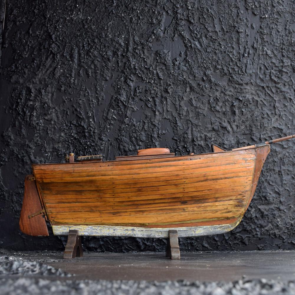 Hand-Carved Early 20th Century English Scratch Built Boat Model