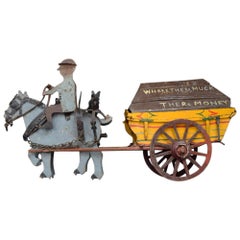 Early 20th Century English Scratch Built Toleware Horse and Cart Model