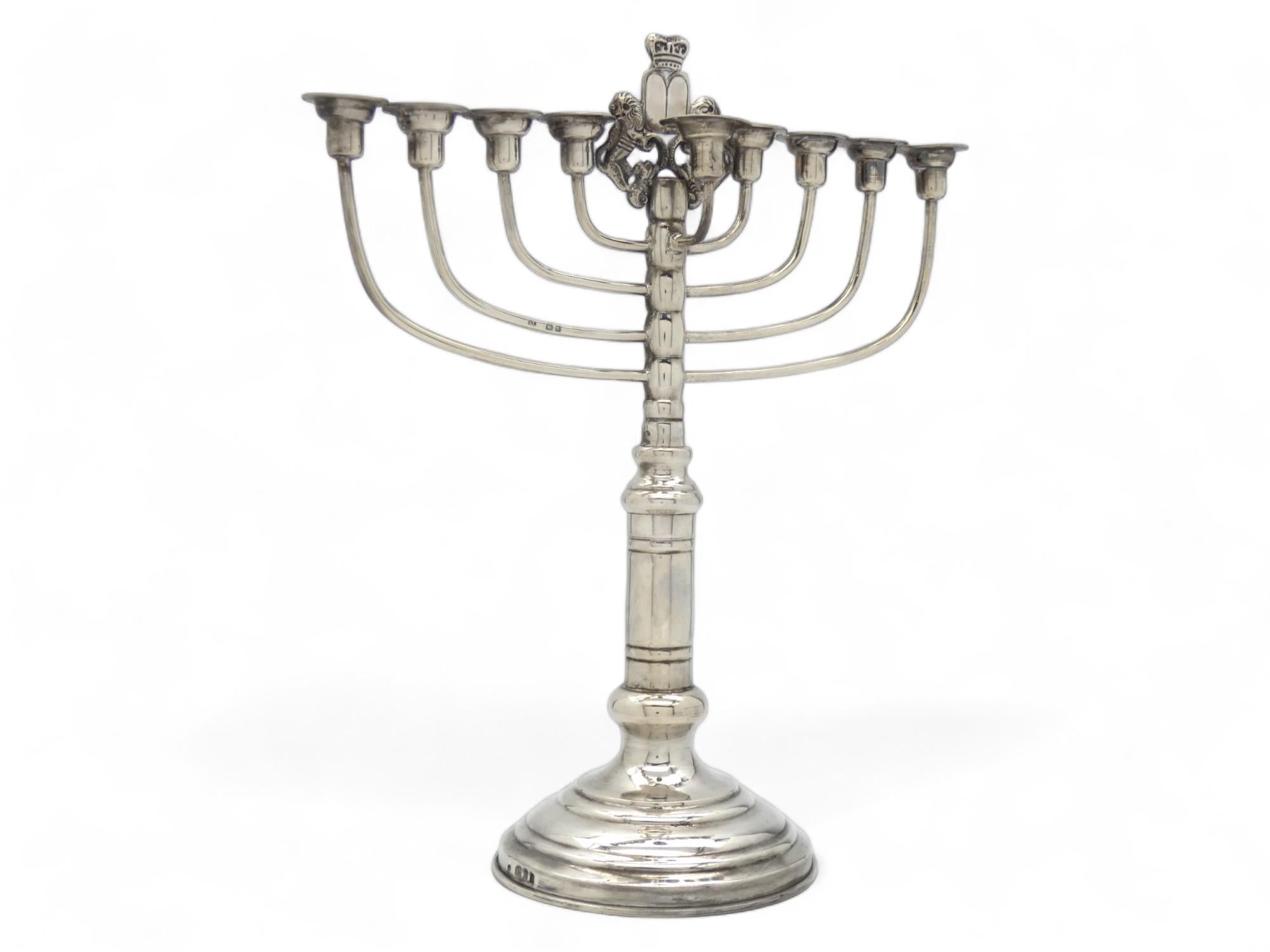 British Early 20th Century English Silver Hanukkah Lamp