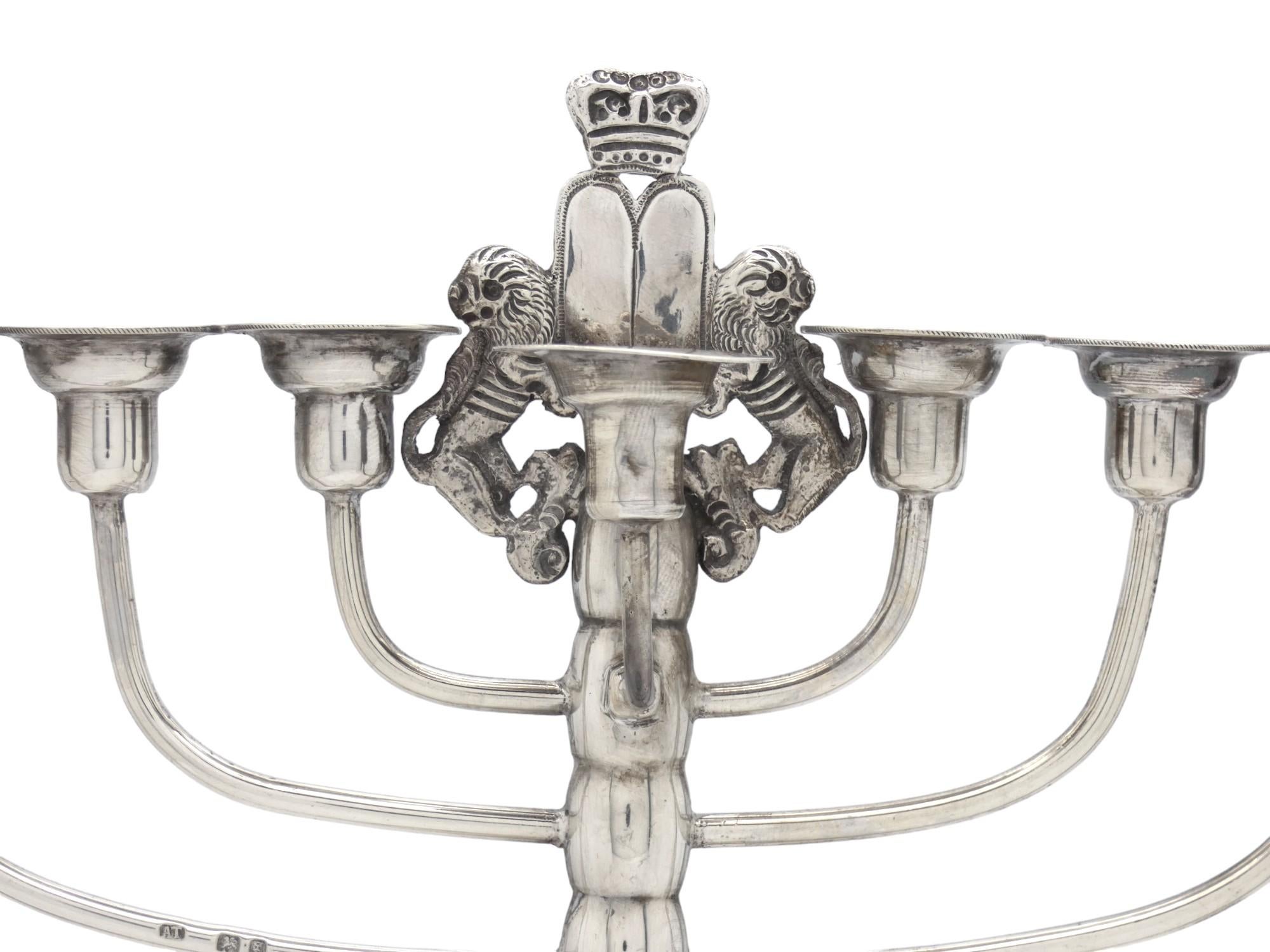 Early 20th Century English Silver Hanukkah Lamp 2