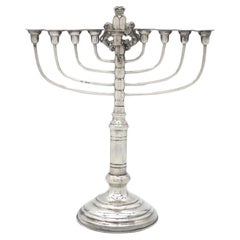 Englische Hanukkah-Lampe aus Silber des frühen 20. Jahrhunderts