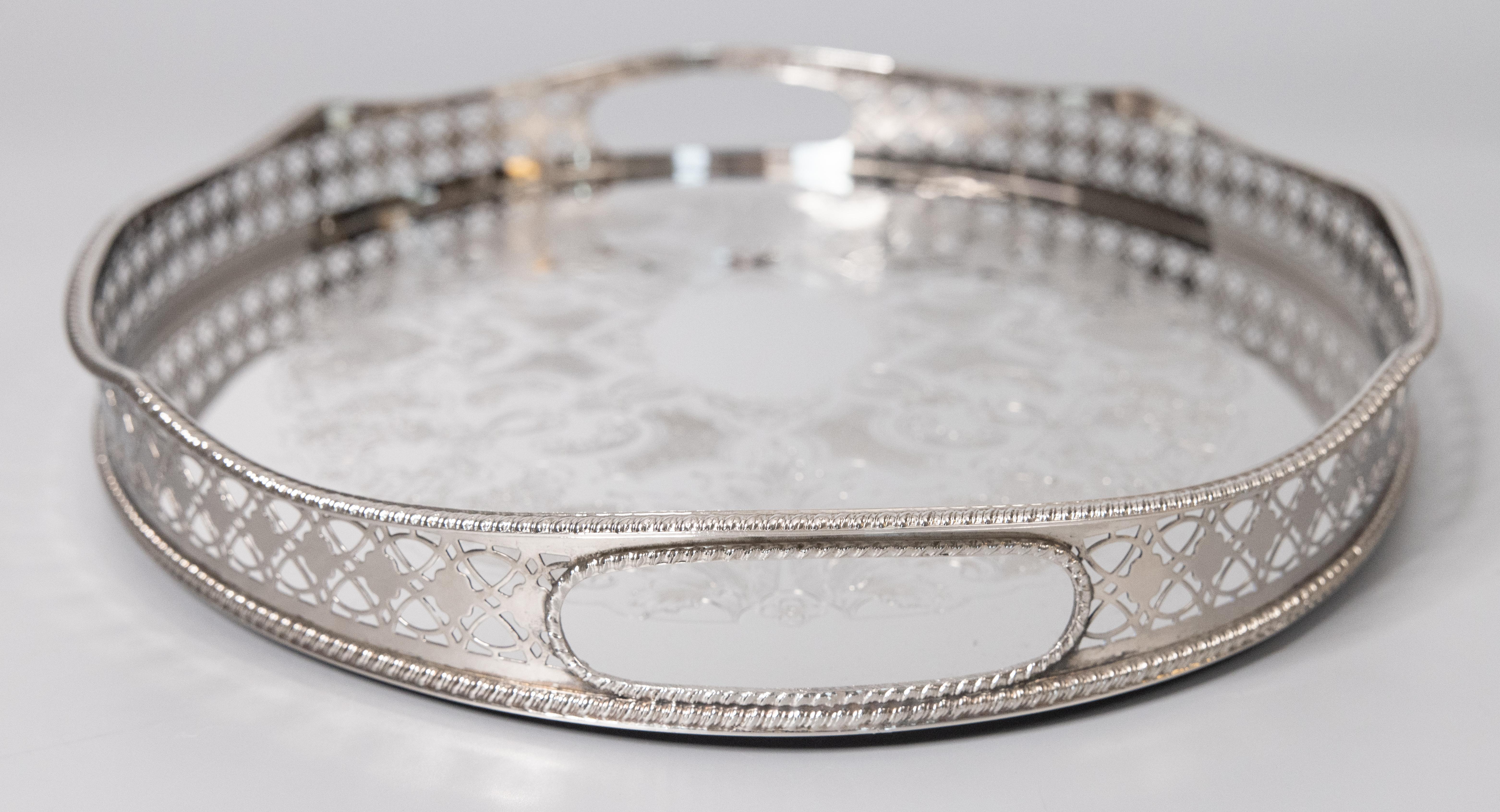 Early 20th Century English Silver Plate Footed Gallery Tray For Sale 3