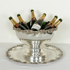 Early 20th Century English Silver Plate Hotel Champagne Bucket with Tray