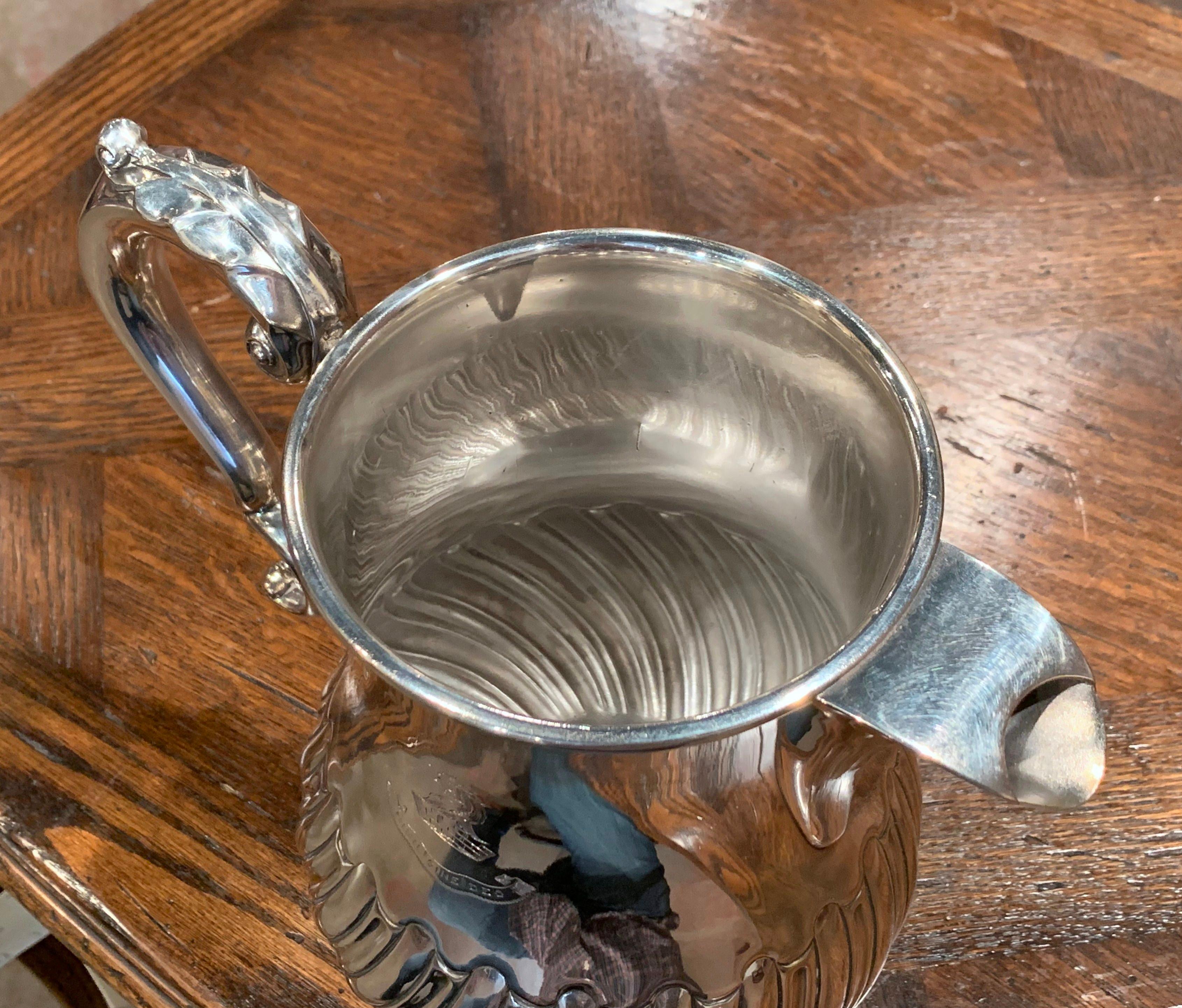 Early 20th Century English Silver Plated Pitcher with Engraved Crest 4