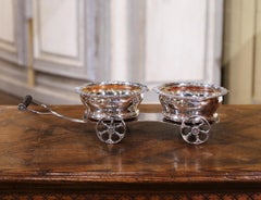Early 20th Century English Silver Plated Wine Serving Trolley on Wheels