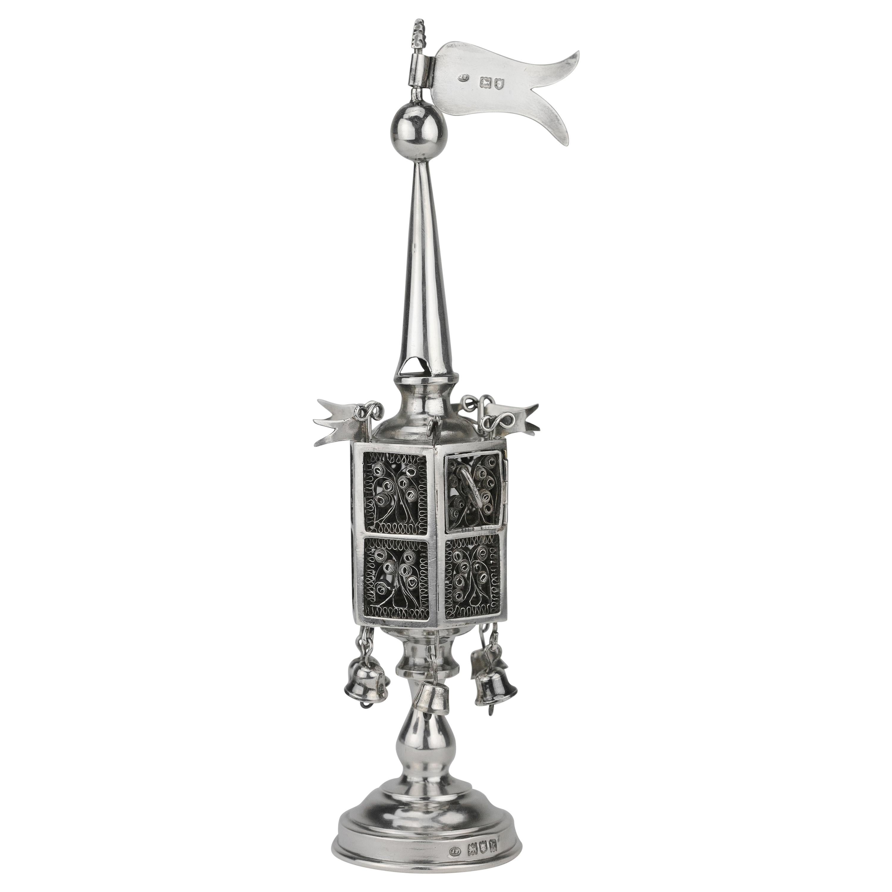 Early 20th Century English Silver Spice Tower by Jacob Fenigstein