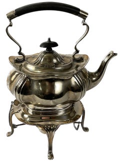 Early 20th Century English Silver Tea Set with Black Handles