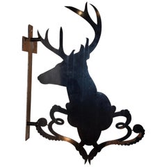 Antique Early 20th Century English Stag Pub Sign