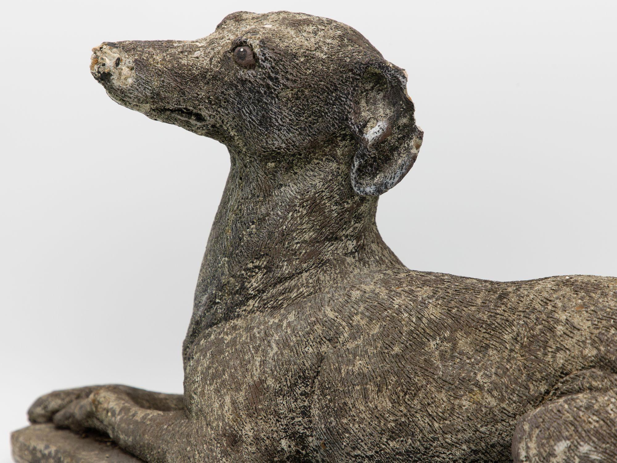 Concrete Early 20th Century English Stone Whippet Dog For Sale
