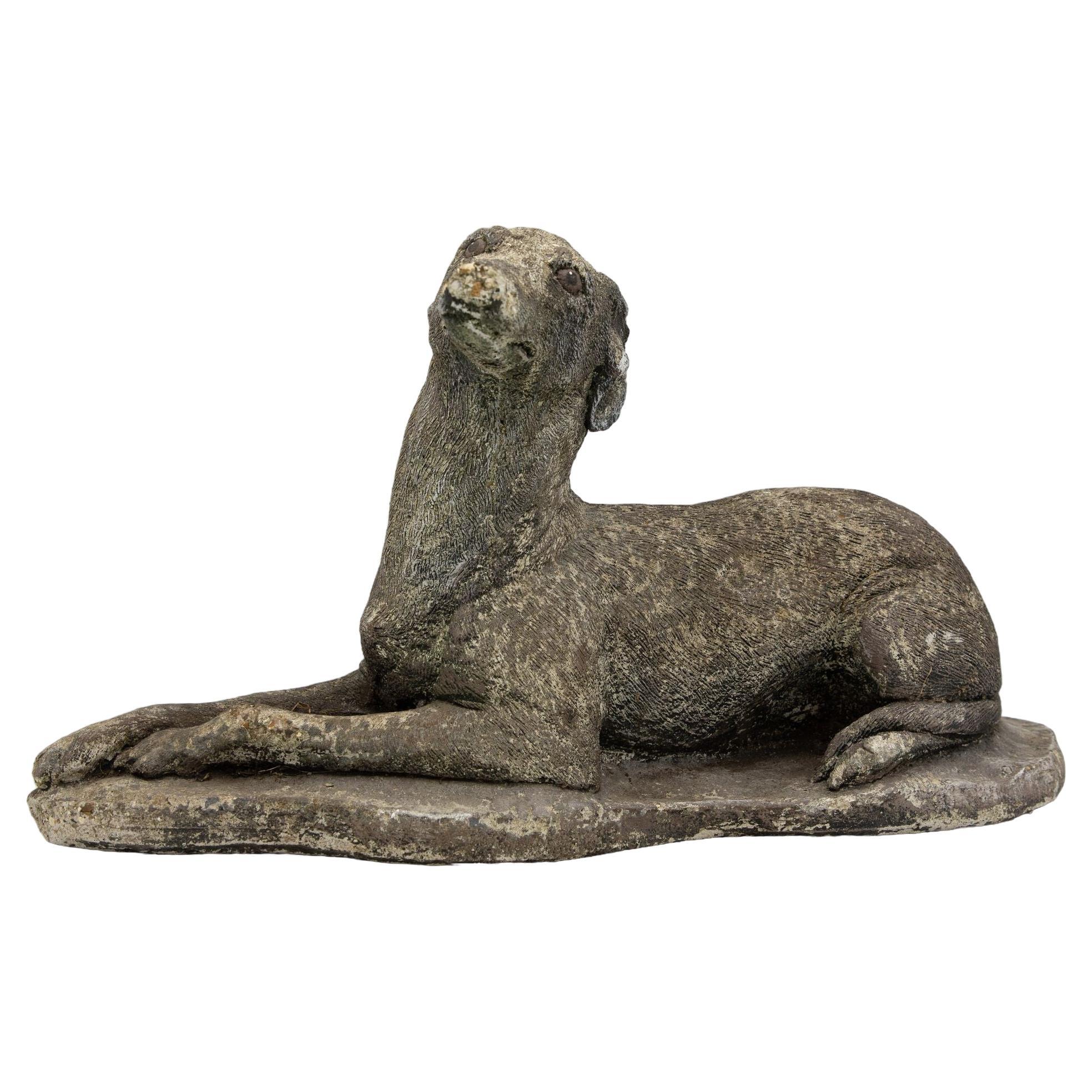 Early 20th Century English Stone Whippet Dog For Sale