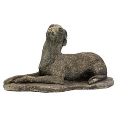 Antique Early 20th Century English Stone Whippet Dog