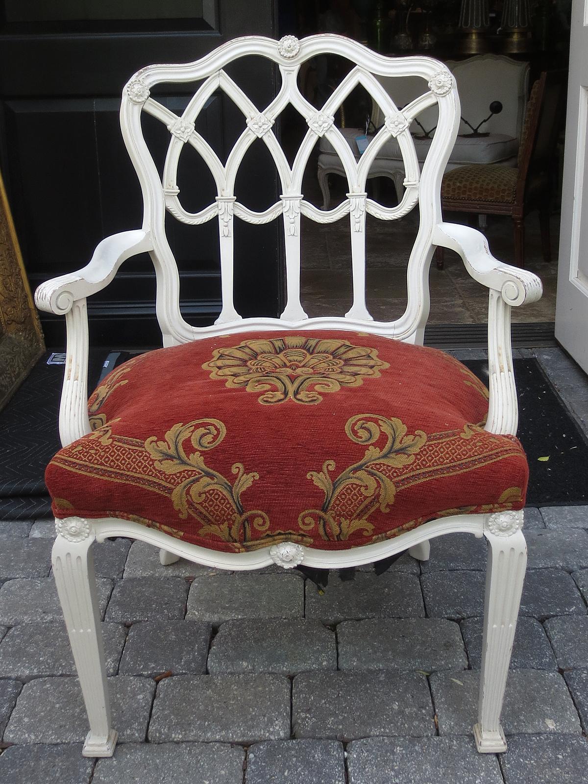 Early 20th century English style painted armchair.