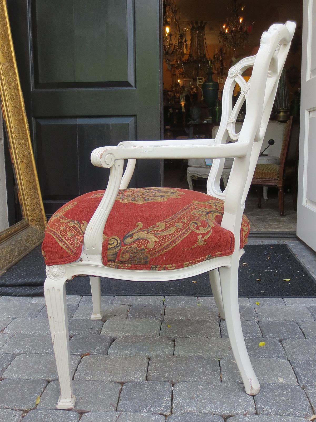 Early 20th Century English Style Painted Armchair In Good Condition In Atlanta, GA