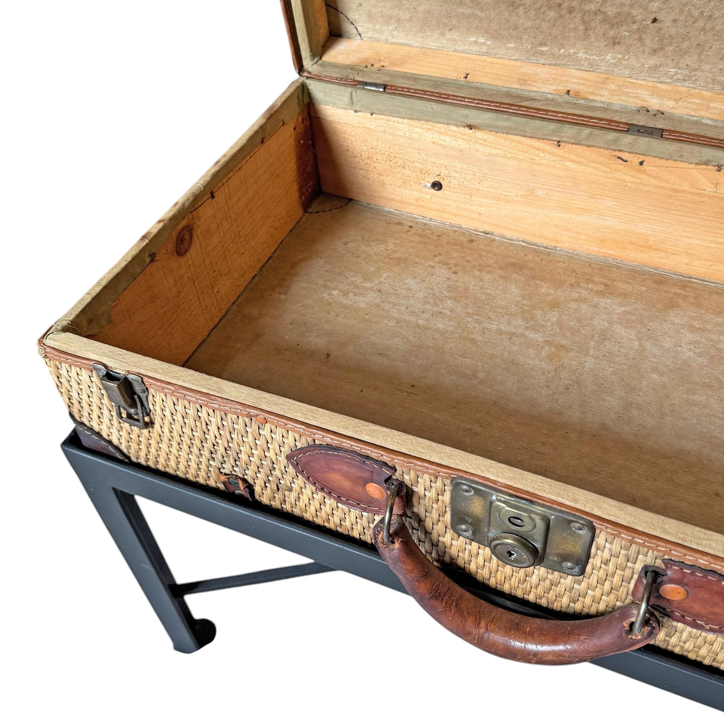 Early 20th Century English Trunk on Custom Table Base For Sale 7