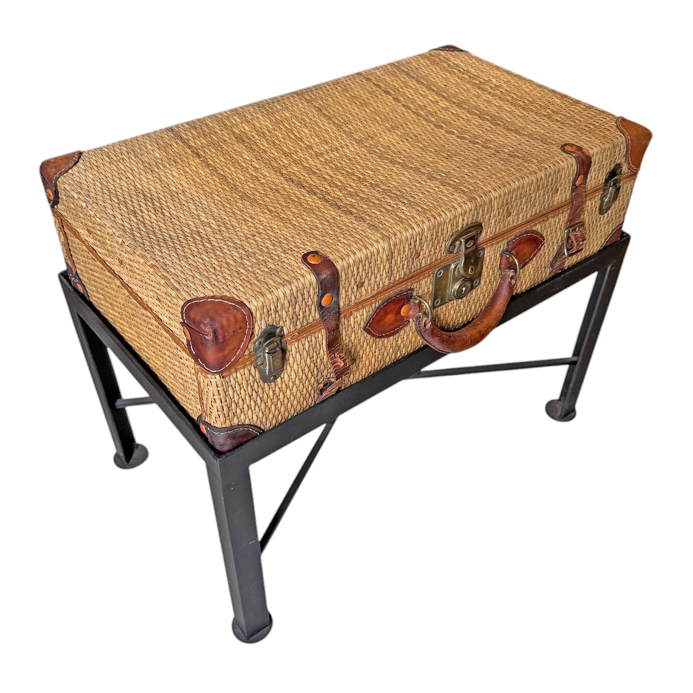 Steel Early 20th Century English Trunk on Custom Table Base For Sale