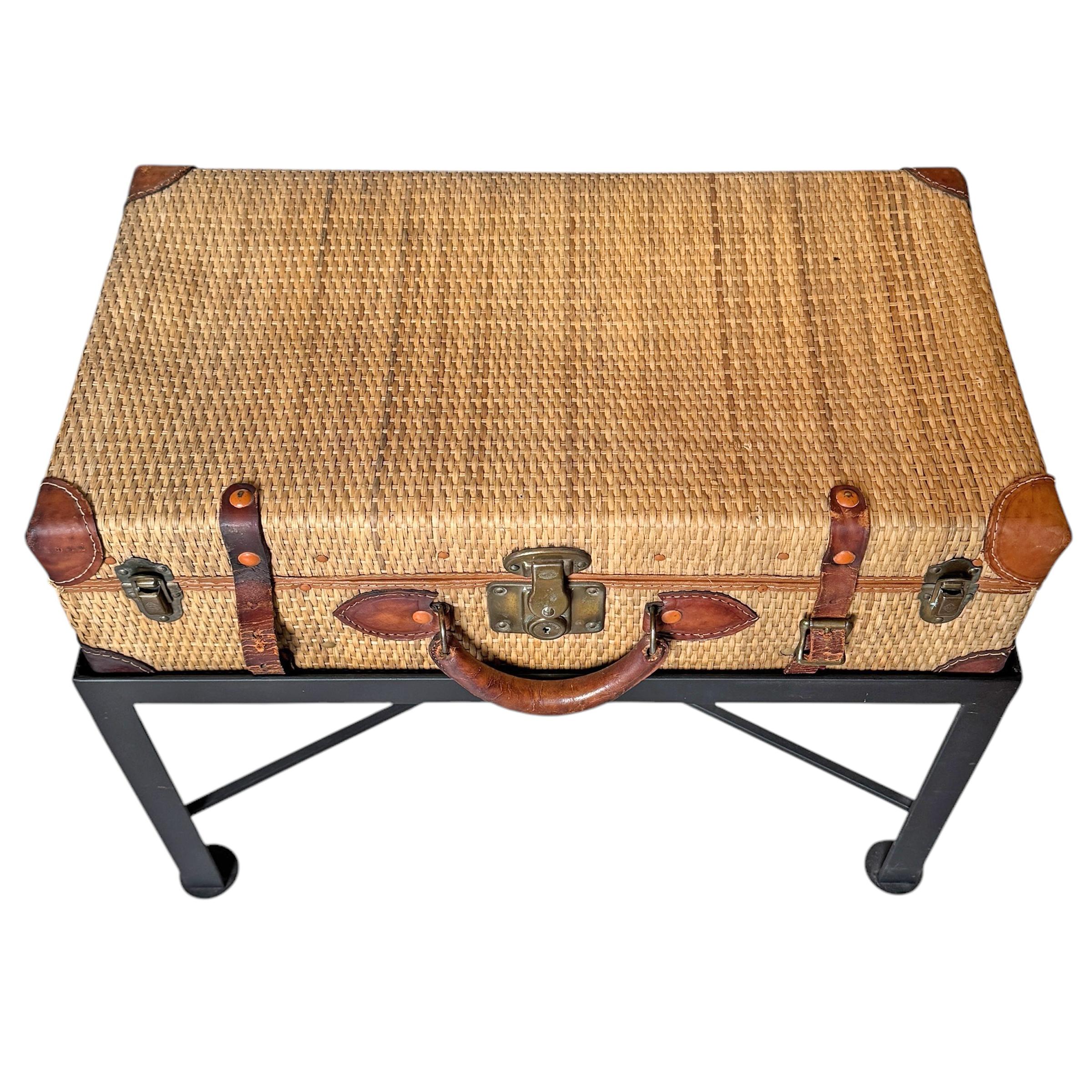 Early 20th Century English Trunk on Custom Table Base For Sale 1