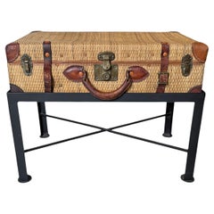 Early 20th Century English Trunk on Custom Table Base