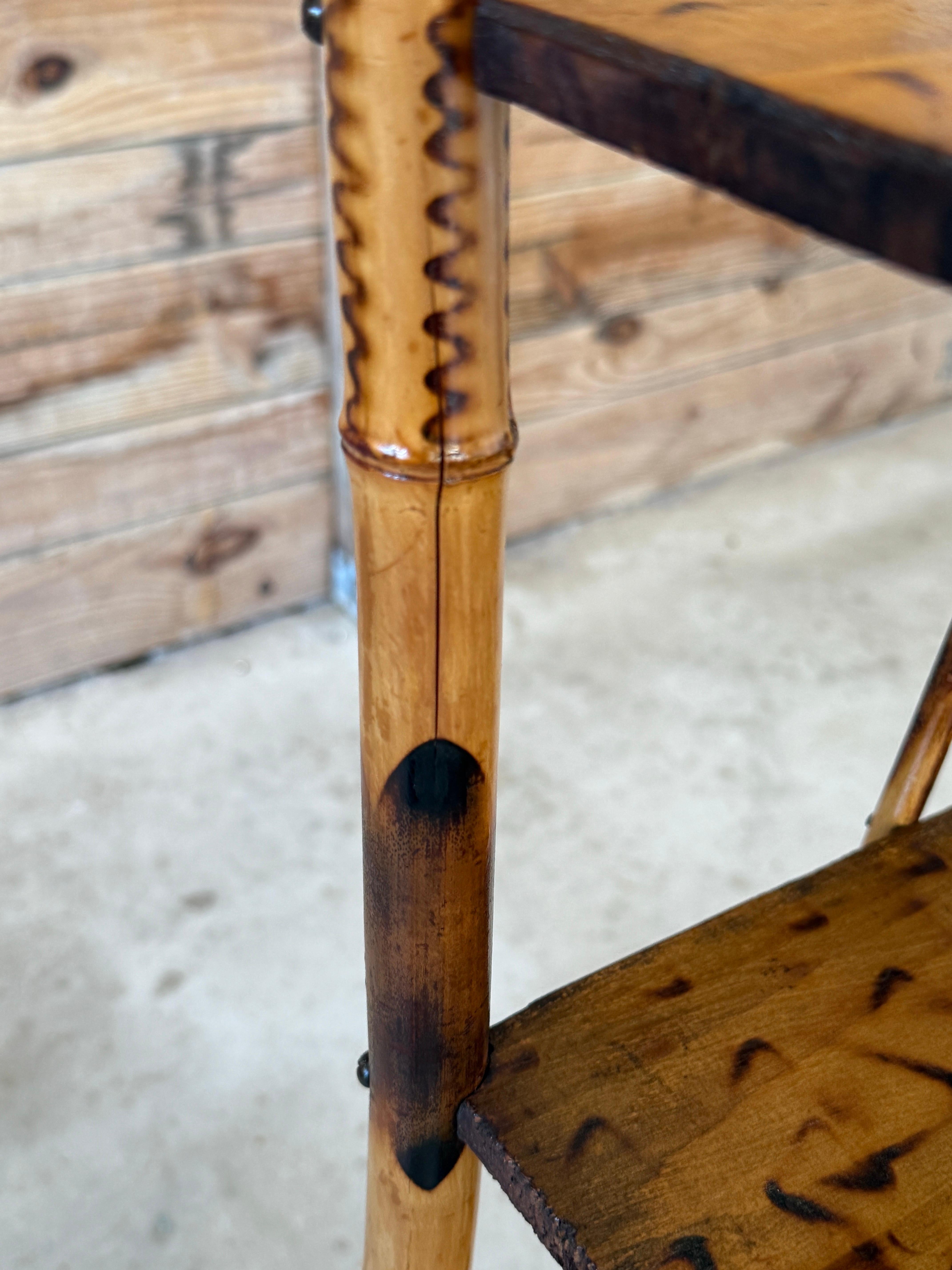 Early 20th Century English Victorian Burnt Bamboo Etagere Shelf 6