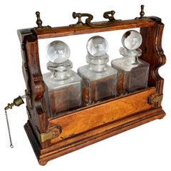 Early 20th Century English Oak Three Decanter Tantalus