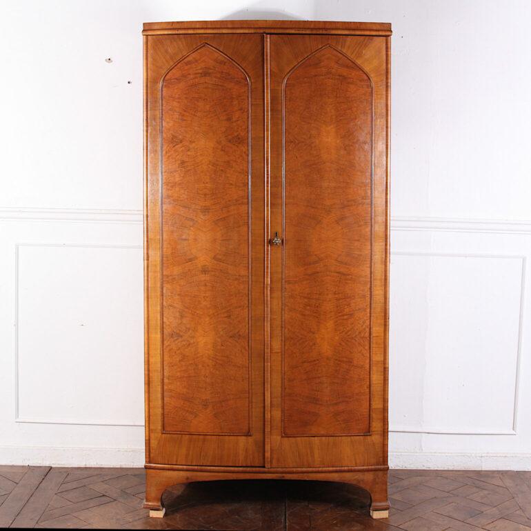 Early 20th Century English Walnut Wardrobe Armoire 2