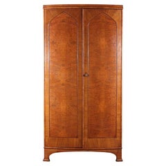 Antique Early 20th Century English Walnut Wardrobe Armoire