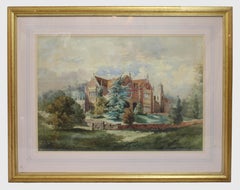Early 20th Century English Watercolour of a Country House in Gilt Frame